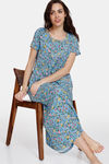 Zivame Miss Daisy Woven Full Length Nightdress - Baltic Sea — thumbnail 4